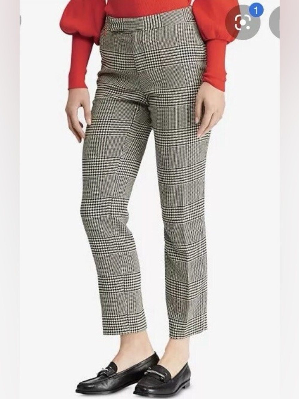 Ralph Lauren Black & White Glen Plaid Ankle Pants sz 18W
